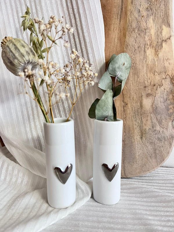 Minis vases "cœur argent"