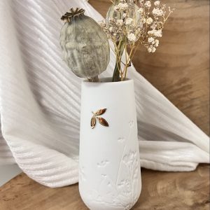 Mini vase feuille dorée porcelaine – grand format